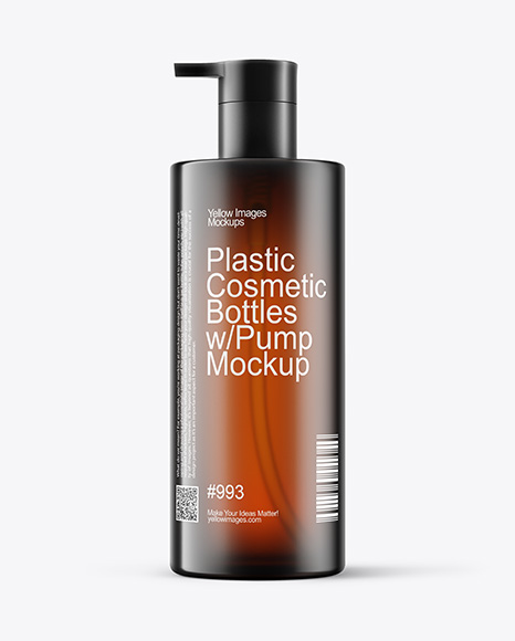 Plastic Cosmetic Bottles with Pump Cap Mockup - Plastic bottle cap mockup