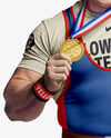 Man Wearing Weightlifing Suit with Medal Mockup