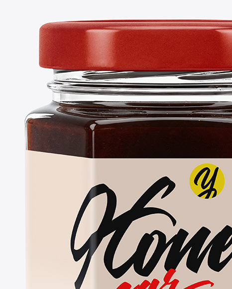 Hexagonal Glass Jar with Buckwheat Honey Mockup