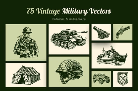 Vintage Military Art Set