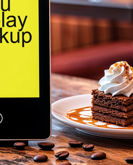 Tabletop Digital Menu in a Cafe Mockup