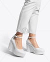 Woman Wearing Pants and Wedge Heels Mockup