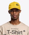Black Man Wearing Oversized T-Shirt and Baseball Cap Mockup
