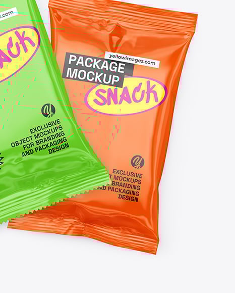 Two Glossy Snack Packages Mockup