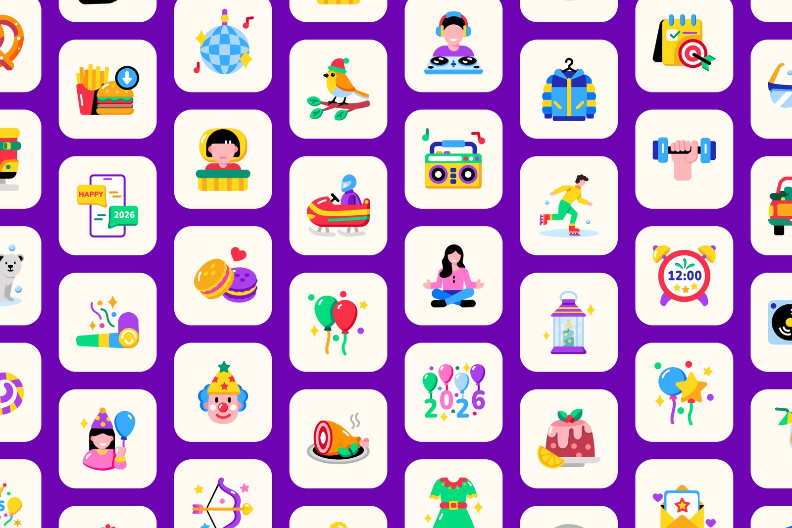 Joyful Holiday Icon Set