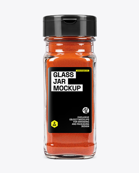 Square Glass Jar with Sweet Paprika Mockup - Realistic mockups