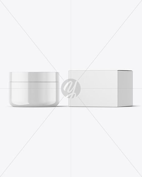 200ml Glossy Cosmetic Jar with Box Mockup
