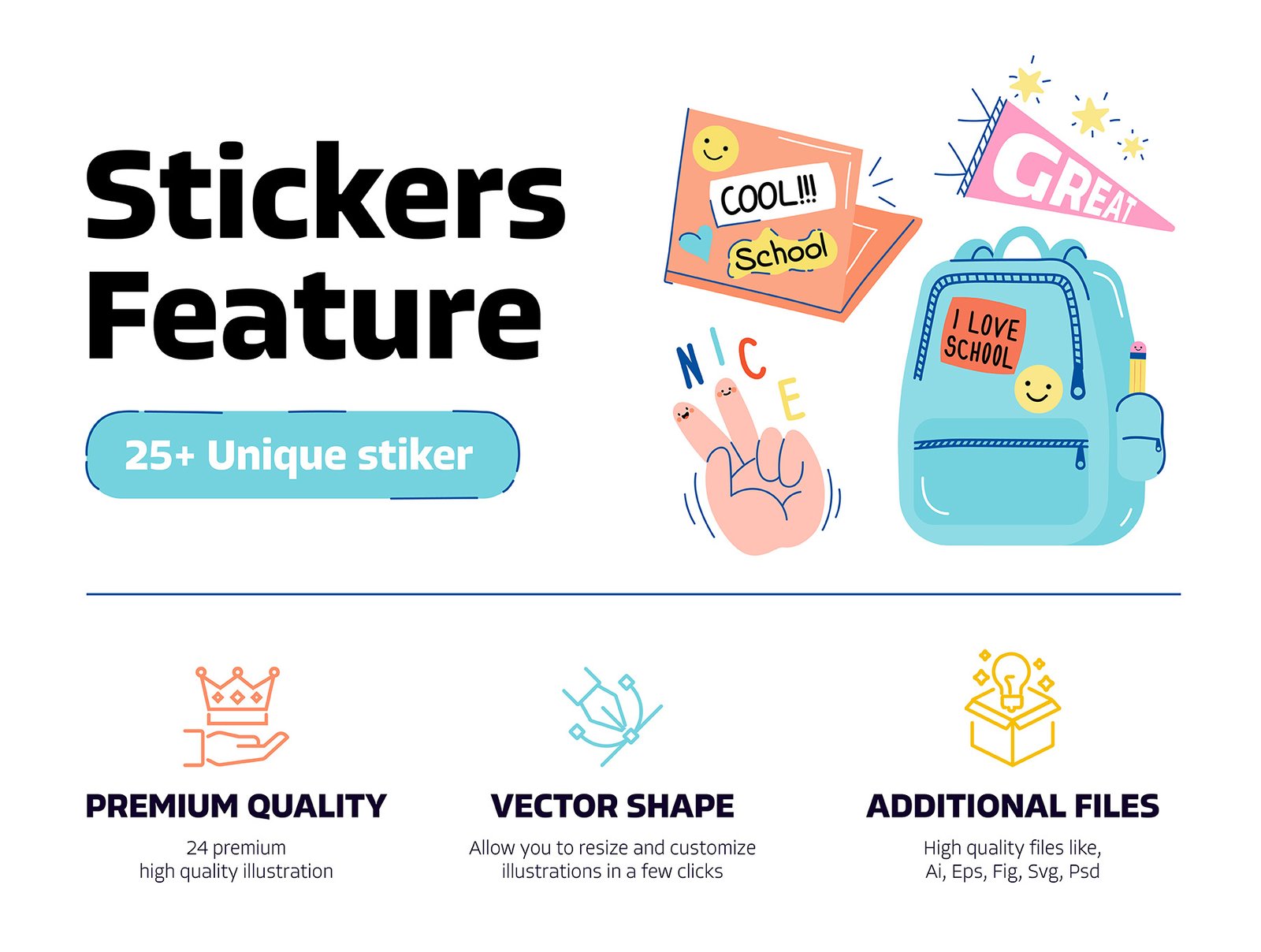 Back to School Sticker Set – Cute Hand-Drawn Icons