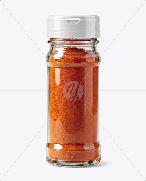 Clear Glass Spice Jar with Sweet Paprika Mockup