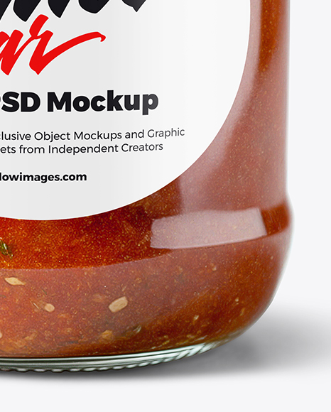 Clear Glass Jar with Marinara Sauce Mockup