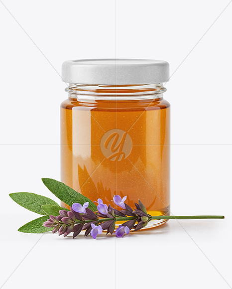 Glass Jar with Sage Honey Mockup