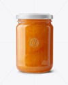 Clear Glass Jar with Peach Jam Mockup