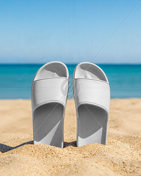 Slide Sandals on The Beach Mockup