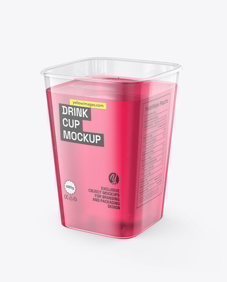 Clear Plastic Cup with Drink Mockup