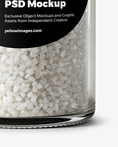 Glass Jar with Coarse Sea Salt Mockup