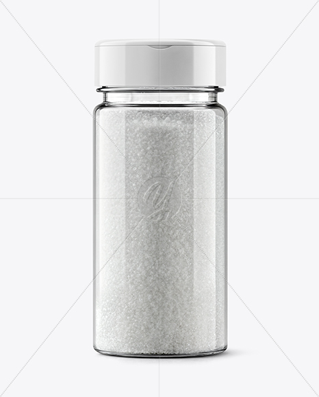 Plastic Jar with Fine Sea Salt Mockup