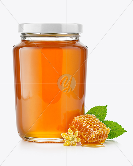 Clear Glass Jar with Linden Honey Mockup