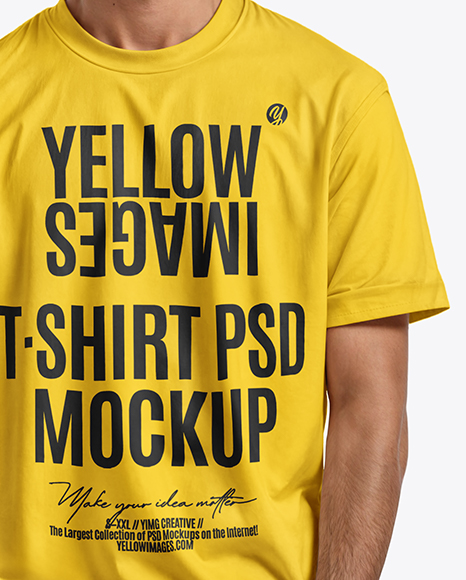 Young Man with Tattoo Wearing T-shirt and Ripped Jeans Mockup