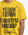 Young Man with Tattoo Wearing T-shirt and Ripped Jeans Mockup