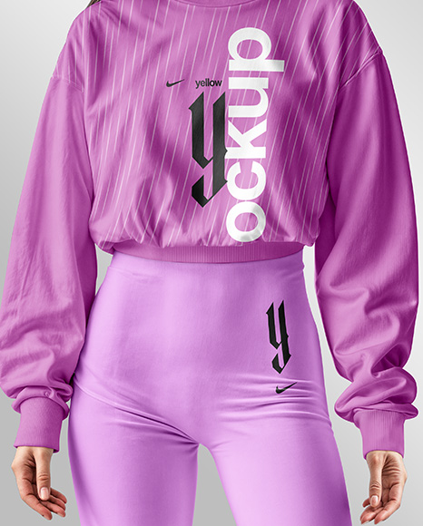 Woman Wearing Sweatshirt & Leggings Mockup