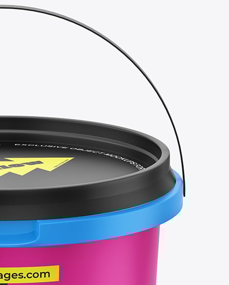 Matte Plastic Bucket with Handle Mockup