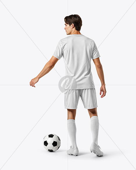 Soccer Player Wearing Jersey and Shorts Mockup