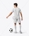 Soccer Player Wearing Jersey and Shorts Mockup