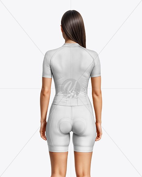Young Woman Wearing Raglan Cycling Suit Mockup