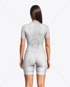 Young Woman Wearing Raglan Cycling Suit Mockup