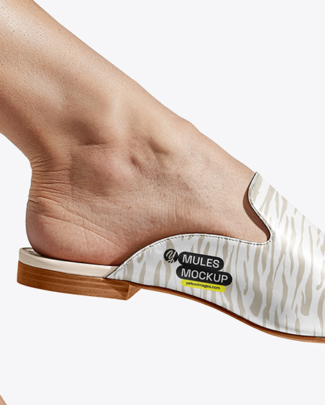 Pair of Mules on Woman's Legs Mockup