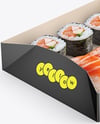 Paper Food Catering Tray with Sushi Mockup