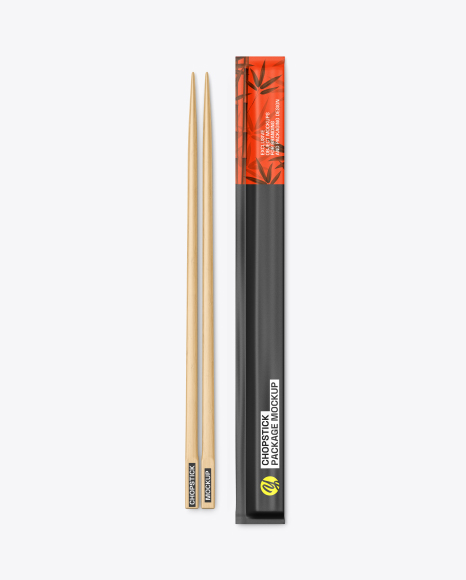 Bamboo Chopsticks with Paper Package Mockup