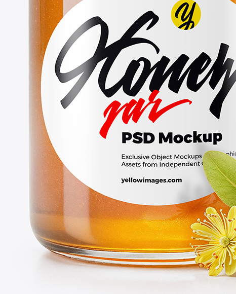 Clear Glass Jar with Linden Honey Mockup