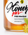 Clear Glass Jar with Linden Honey Mockup