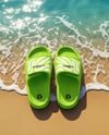 Velcro Slide Sandals on the Beach Mockup