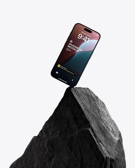 Apple Iphone on the Stone Mockup - Presentation mockup