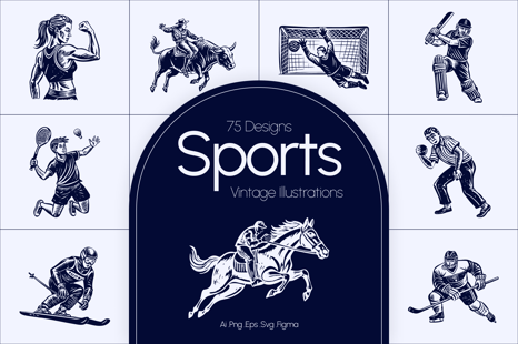 Vintage Sports Illustration Set - Creative Store