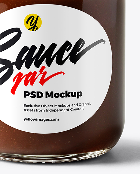 Glass Jar with Chocolate Fudge Sauce Mockup