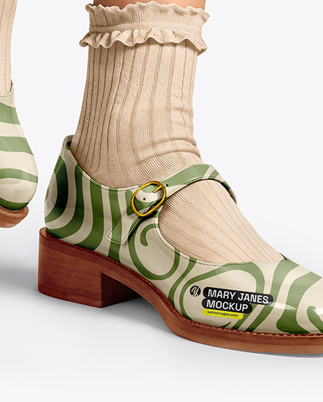 Mary Janes with Socks on Woman's Legs Mockup