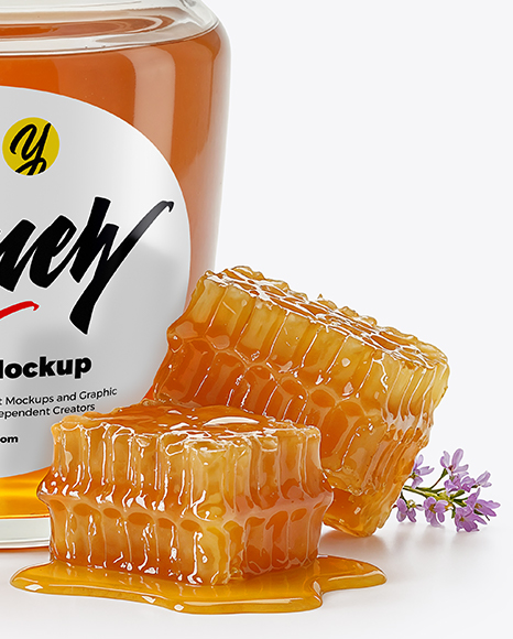 Glass Jar with Wildflower Honey Mockup