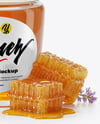 Glass Jar with Wildflower Honey Mockup