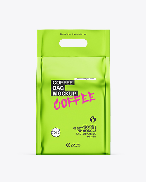 Metallic Coffee Bag Mockup – Front View