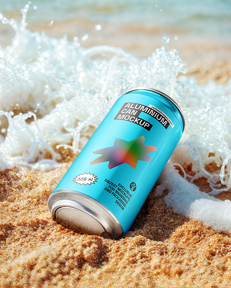 Aluminium Can on the Seashore Mockup