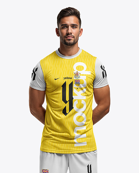 Man Wearing a Full Soccer Kit Mockup