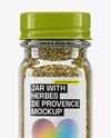 Square Glass Jar with Herbes de Provence Mockup
