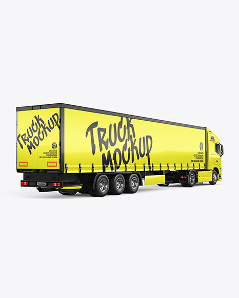 Semi Trailer Truck Mockup - Back Half Side View - Vehicle wrap mockup