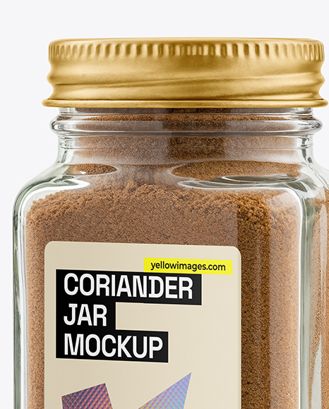 Square Glass Jar with Grounded Coriander Mockup