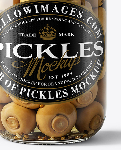 Glass Jar with Champignons Mockup