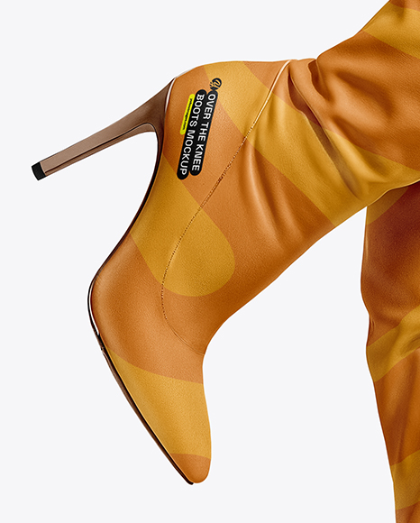 Pair of Over-The-Knee Boots on Women's Legs with Jeans Mockup