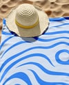 Beach Blanket with Straw Hat and Flip-Flops Mockup